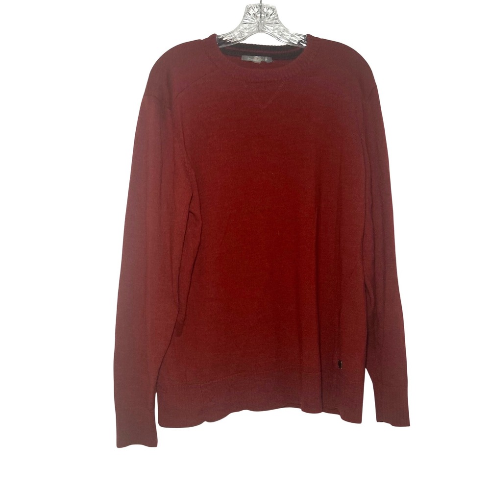 Smartwool Mens Merino Wool Blend Crewneck Sweater Rust Red Large layering